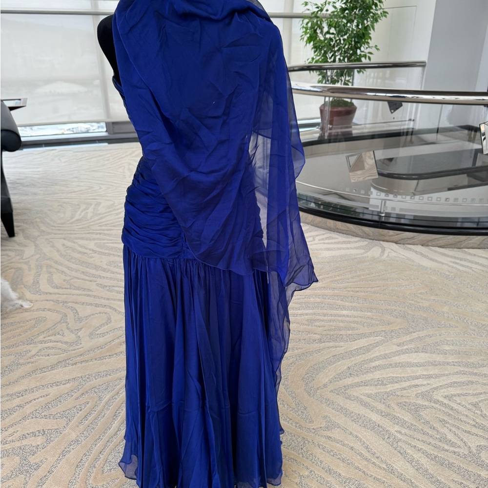 Vintage Mignon Deep Blue Strapless Gown - Picture 5 of 10